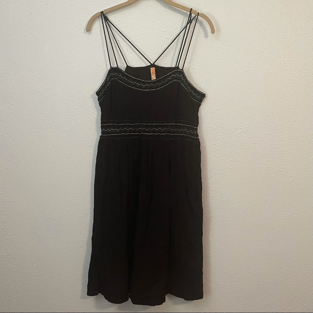 Anthropologie Maeve Black Embroidered Strappy Dress